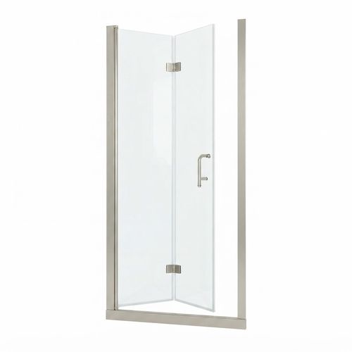 Brushed Nickel Frameless Bifold Shower Door, 34-35.9 in. W