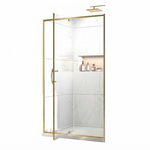 Brushed Gold Pivot Shower Door, 38-42 in. W