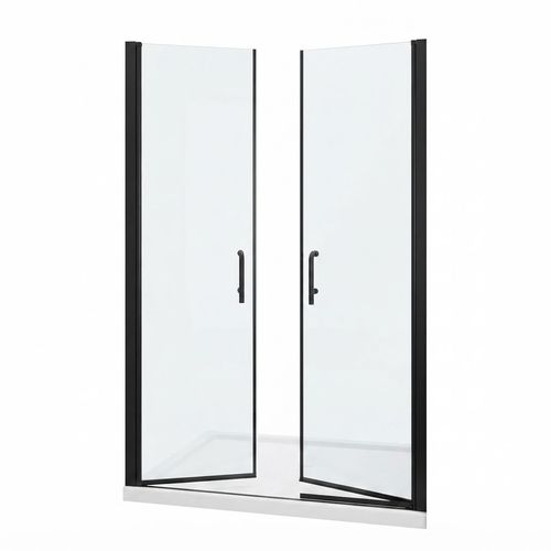 Matte Black Double Pivot Shower Door, 46-48 in. W